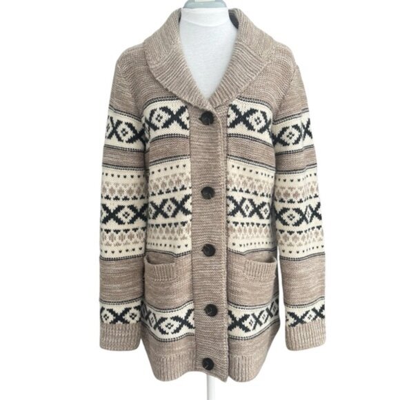 Sansara Aztek wool blend knit button up cardigan sweater. Women's size M - Picture 3 of 11